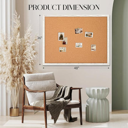 Large Cork Board, Big Bulletin Board White Framed Corkboard - Image 6