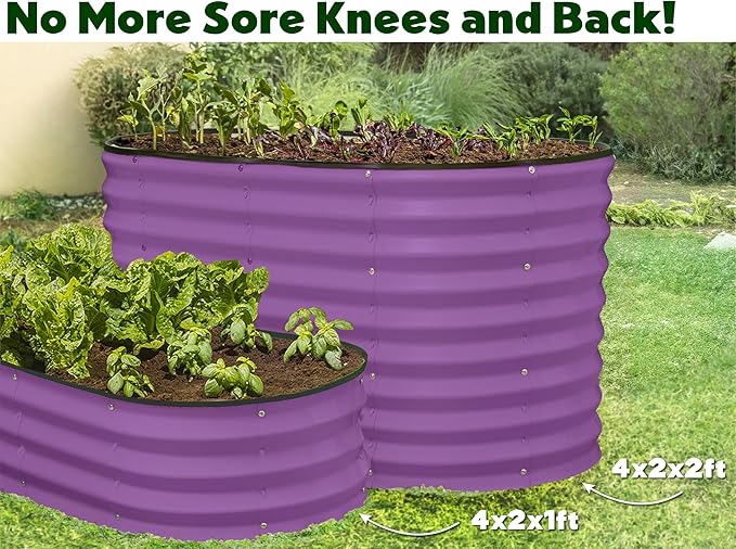 Galvanized Raised Garden Beds Outdoor // 4×2×2 ft Planter Raised Beds for Gardening, Vegetables, Flowers // Large Metal Garden Box (Purple) // Patented Tool-Free Design