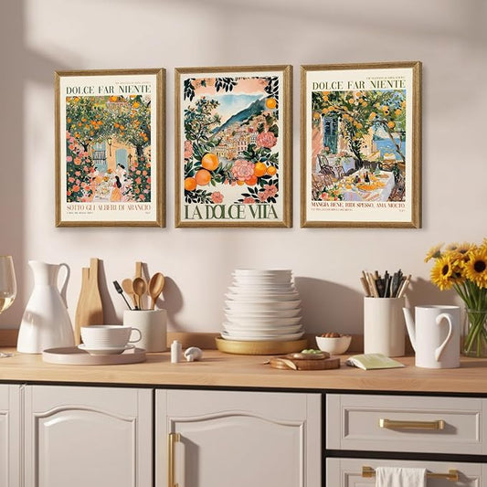 SYWENNOI 3 Pieces Wood Framed Italy Scenes Canvas Wall Art, Tuscan Wall Decor - Image 2