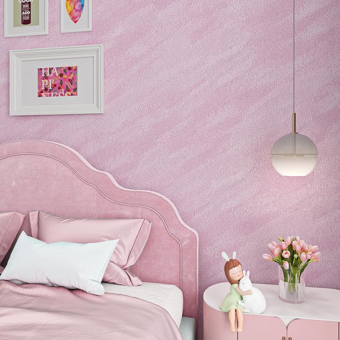 ReWallpaper 30inX16.5ft Peel and Stick Velvet Wallpaper Pink Velvet Flocked by ReWallpaper