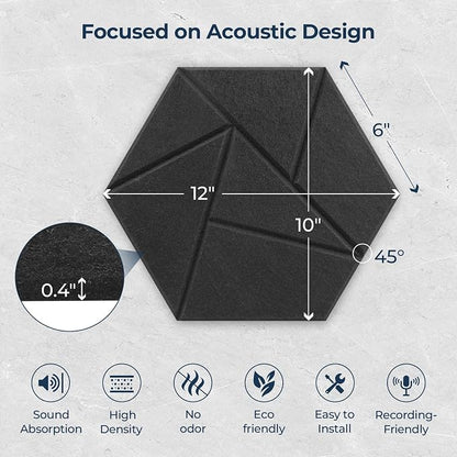 12 Pack Hexagon Acoustic Panels, Self-Adhesive Acoustic Wall Panels - Image 6