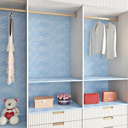 ReWallpaper 30in x 16.5ft Blue Textured Wallpaper Stick and Peel Crushed Velvet - Image 3