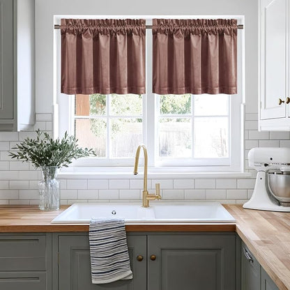 NICETOWN Velvet Cafe Windows Valance, Dusty Rose Pink Window Treatment - Image 5