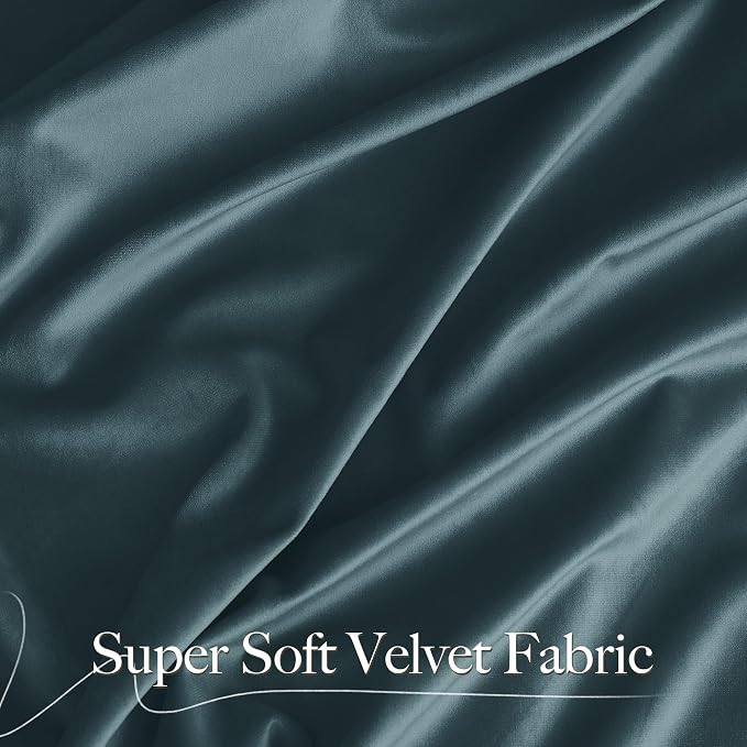 NICETOWN Greyish Blue Velvet Curtains, Luxury and Soft Thermal Insulated Velvet - Image 3
