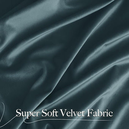NICETOWN Greyish Blue Velvet Curtains, Luxury and Soft Thermal Insulated Velvet - Image 3