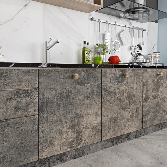 Livelynine 15.8x394 Peel and Stick Wallpaper Concrete Look Brown Masculine Dark - Image 4