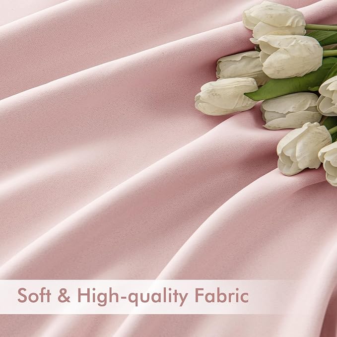 MIULEE Baby Pink Back Tab Blackout Curtains 90 Inch Long 2 Panels Set - Image 6