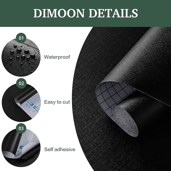 Dimoon 17.7''x236'' Peel and Stick Wallpaper Black Contact Paper - Image 4
