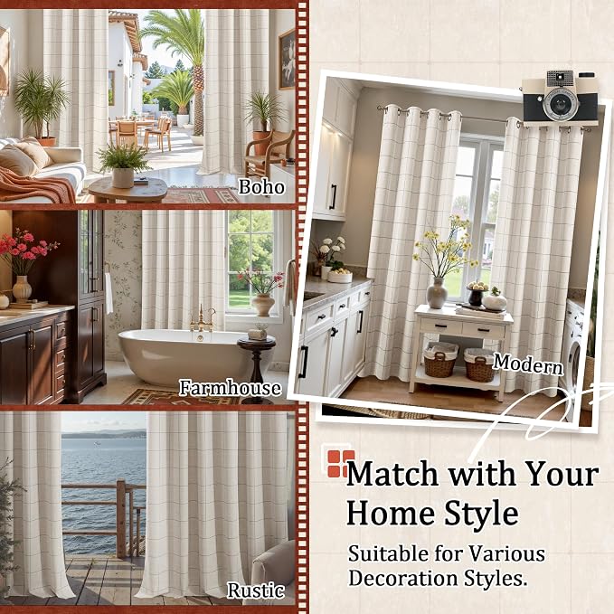 Lajode Grey Plaid Curtains Pattern Printed 90 Inches Long - Image 8