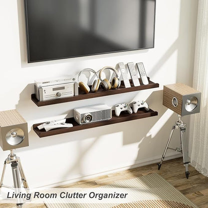 Love-KANKEI 36 Inch Long Floating Shelves Wall Mounted Set of 2, Large Wood - Image 4