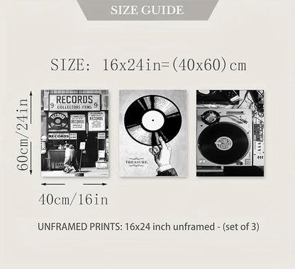 3Pcs Retro Music Poster Wall Art Fashion Black And White Photography Preppy - Image 8