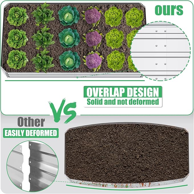 SnugNiture Galvanized Raised Garden Bed 8x4x2FT Outdoor Large Metal Planter Box Steel Kit for Planting Vegetables, Flowers