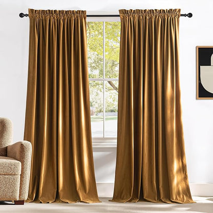 NICETOWN Gold Brown Velvet Curtains by NICETOWN