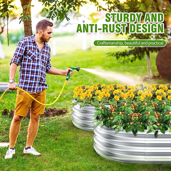 2 Pcs 9 x 3 x 1 FT Galvanized Steel Raised Garden Bed, Large Galvanized Steel Outdoor Planter Box for for Easy to DIY and Clean - Raised Garden Beds Outdoor for backyards, terraces and Balconies