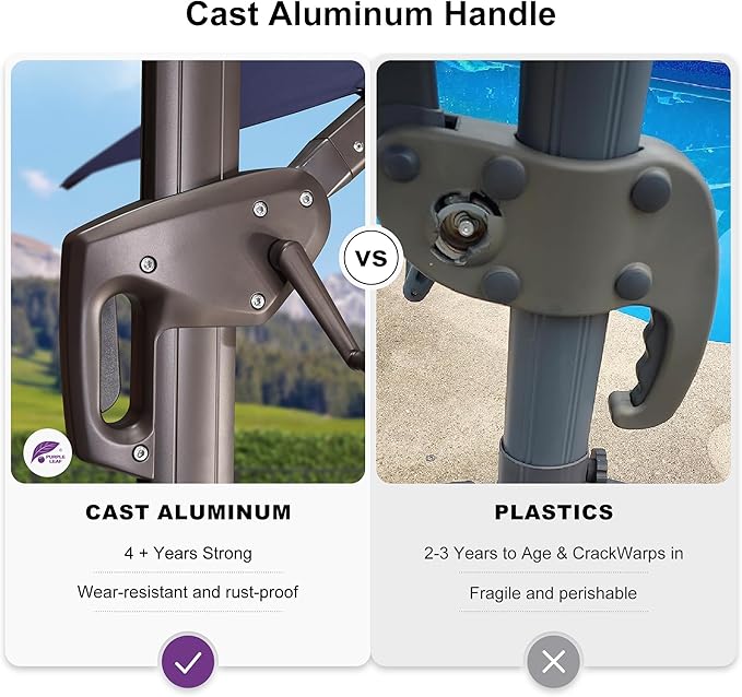 PURPLE LEAF 8 Feet Cantilever Patio Umbrella Square Umbrella with 360° Rotation and Aluminum Offset Hanging Outdoor Umbrella for Pool Garden Backyard Deck, Taupe