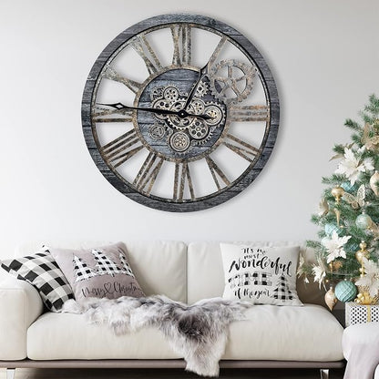 The B-Style Large Real Moving Gears Wall Clock 30 inch Rustic Retro Industrial - Image 3