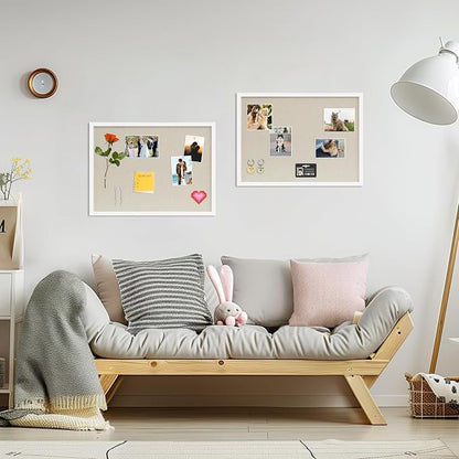 DAHAPYBOO Cork Board with Linen White, Bulletin Board 23"x17" Hanging Corkboards - Image 4