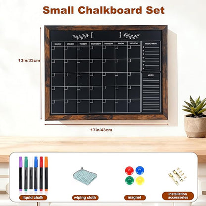 Chalkboard Calendar for Wall, Small Rustic Framed Magnetic Chalkboard for Home - Image 2