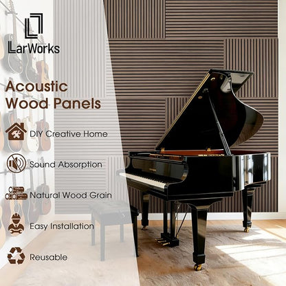 Acoustic Wood Wall Panels 4 Pack 47.6" x 23.6", Sound Proof Wooden Paneling - Image 3