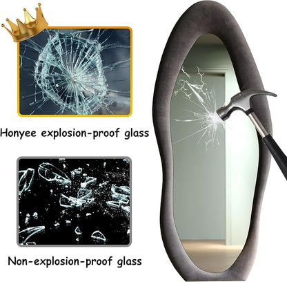 Honyee Full Length Mirror, Flannel Wrapped Wooden Frame Full Body Mirror - Image 6