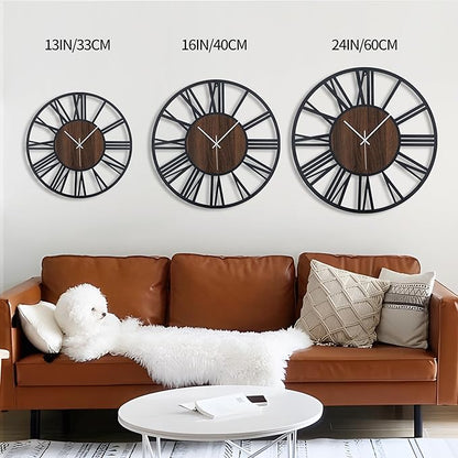 LEIKE Large Wall Clocks, Non Ticking, Battery Operated Small Vintage Round - Image 2