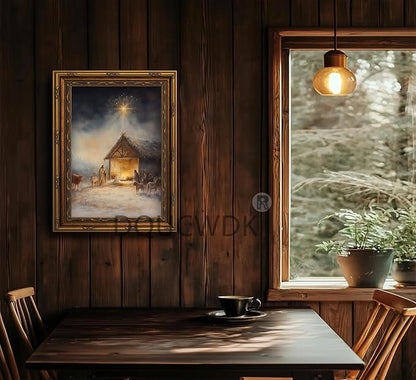Vintage Nativity Scene Gold Framed Wall Art Birth of Jesus Christmas Christian - Image 9