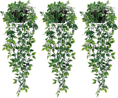 Whonline 3 Pack Artificial Hanging Plants Fake Plants by WHONLINE