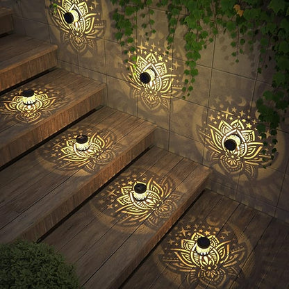 gardencave 2 Pack Solar Fence Lights Metal Solar Powered Outdoor Wall Deck - Image 4