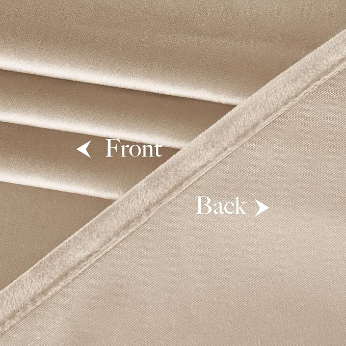 NICETOWN Beige Velvet Curtains 84 inches 2 Panels Set, Thermal Insulated Heavy - Image 8