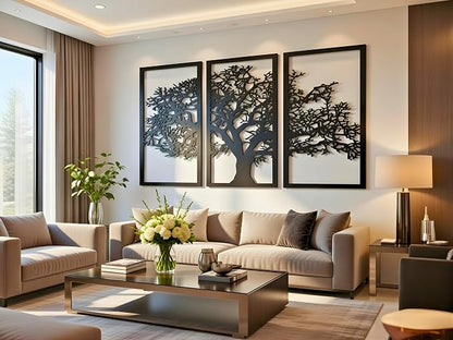 Vailla Tree of Life Wall Art 3pcs Family Tree Wall Decor 3D Wooden Wall Hanging - Image 8