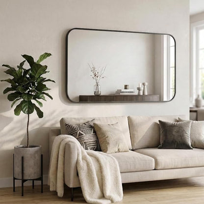 30x48 Inch Oversized Matte Black Bathroom Vanity Mirrors | Flush Mount Deep Set - Image 8