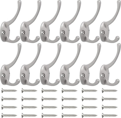 IBosins 12 Pack Silver Coat Hooks Wall Mounted - Image 2
