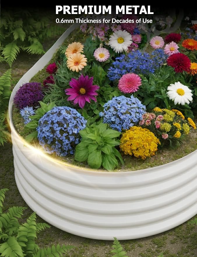 8x4x1.5 ft Raised Garden Bed,Galvanized Raised Planter Boxes Outdoor with Easy Assembly, Large Garden Bed for Vegetables, Fruits, Flower,Raised Garden Bed,Beige