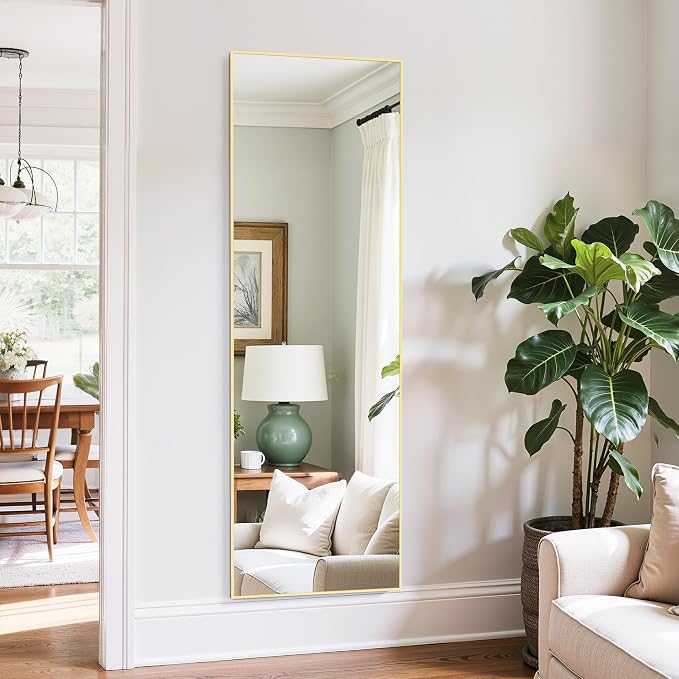 Aluminum Frame Mirror, Free Standing Leaning Mirror Hanging Mounted Mirror by SimpleDeluxe