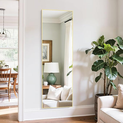 Aluminum Frame Mirror, Free Standing Leaning Mirror Hanging Mounted Mirror by SimpleDeluxe