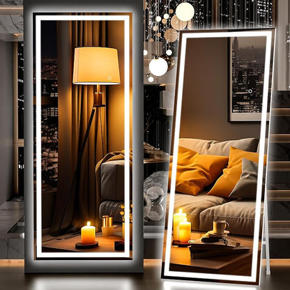 Hasipu Full Length Mirror with Lights, Full Body Dressing Hanging Mounted Mirror by Whatssuitableisthebest