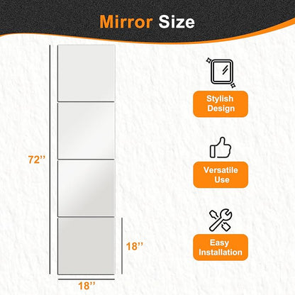 Delma Frameless Mirror Tiles 18"x18"x4 Pcs Wall Mounted, Shatter Resistant Full - Image 4