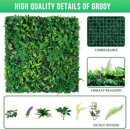 Grooy Artificial Boxwood Panels, Grass Wall Panels 20"x20", Privacy Hedge Fence - Image 2