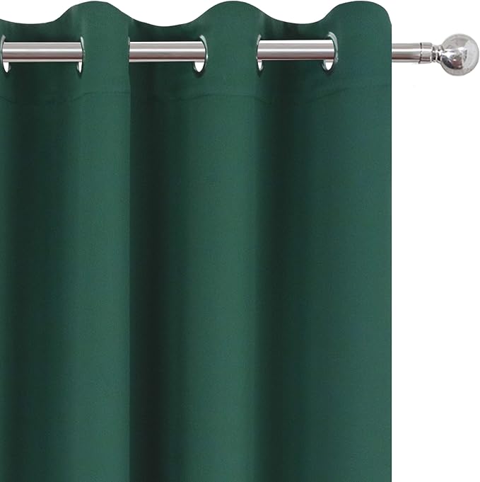 LEMOMO Blackout Curtains 52 x 45 inch/Green Curtains Set of 2 Panels/Thermal - Image 7