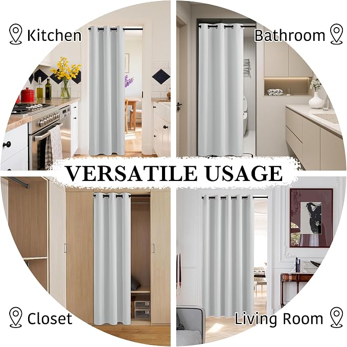RYB HOME 100% Blackout Doorway Curtains, Closet Curtain - Image 5
