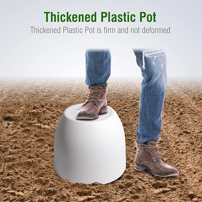 12/10/9 Large Modern Plant Pots, Plastic Planters with Drainage Holes and Saucers for Indoor Outdoor Plants Flowers, White