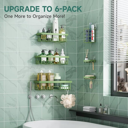 Veken Rustproof & Waterproof Shower Caddy 6-Pack, No Drilling Adhesive Shelves - Image 6