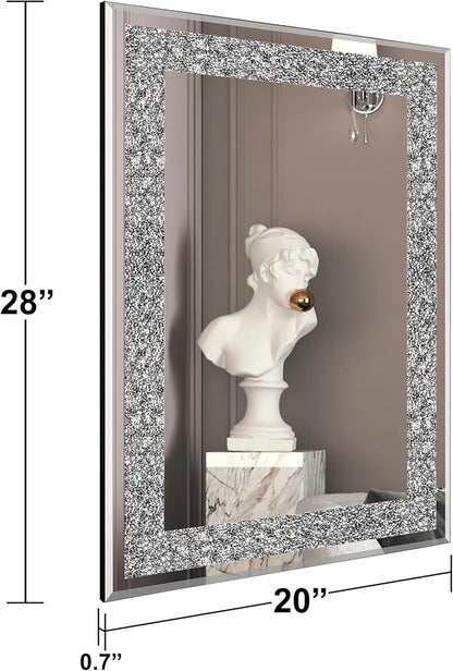 Ruomeng Wall Mirror Rectangular Crystal Crush Diamond Mirror - Image 4