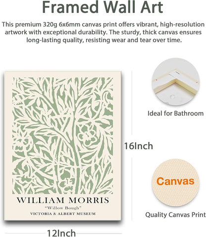 HesenDot Green Botanical Framed Wall Art Set, 12x16in Matisse William Morris - Image 2
