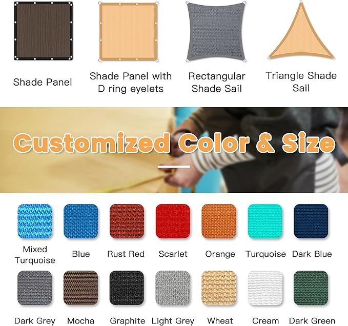 VICLLAX Shade Fabric Sun Shade Cloth with Every 2 FT Grommets for Patio Garden Pergola Cover Canopy 7x19 FT, Dark Green
