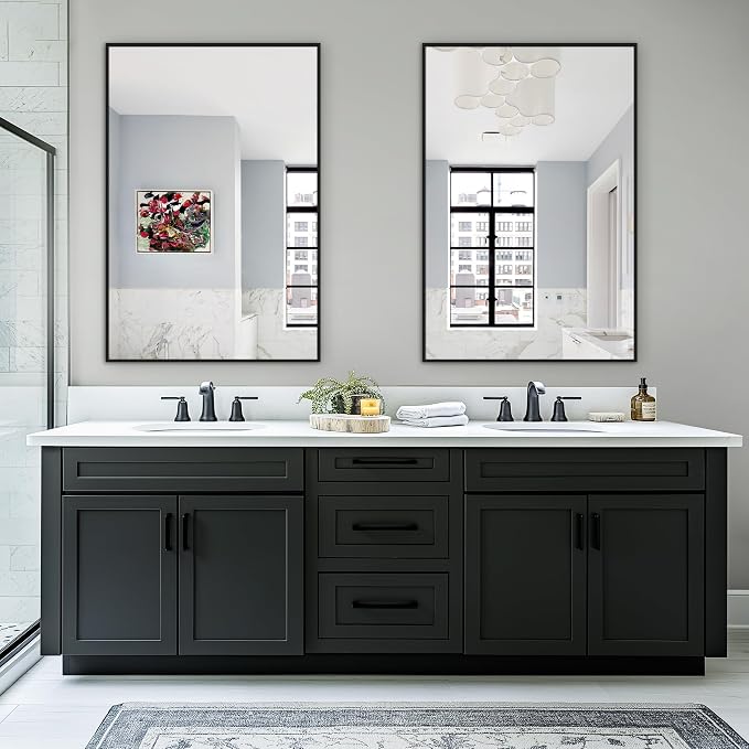 TRAHOME Bathroom Vanity Mirror for Wall, 2 Pack 36" x 24" Metal Framed - Image 2