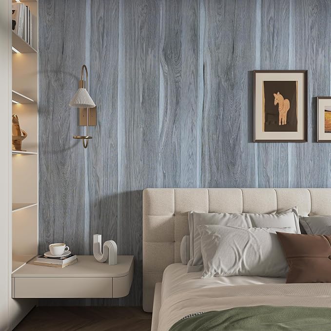 BOMENG Wood Grain Contact Paper Grey Wood Look Wallpaper Peel and Stick - Image 3