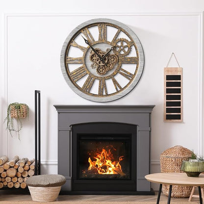 The B-Style Large Wall Clock 24 inch Moving Gear Wall Clock Oversized Vintage - Image 5