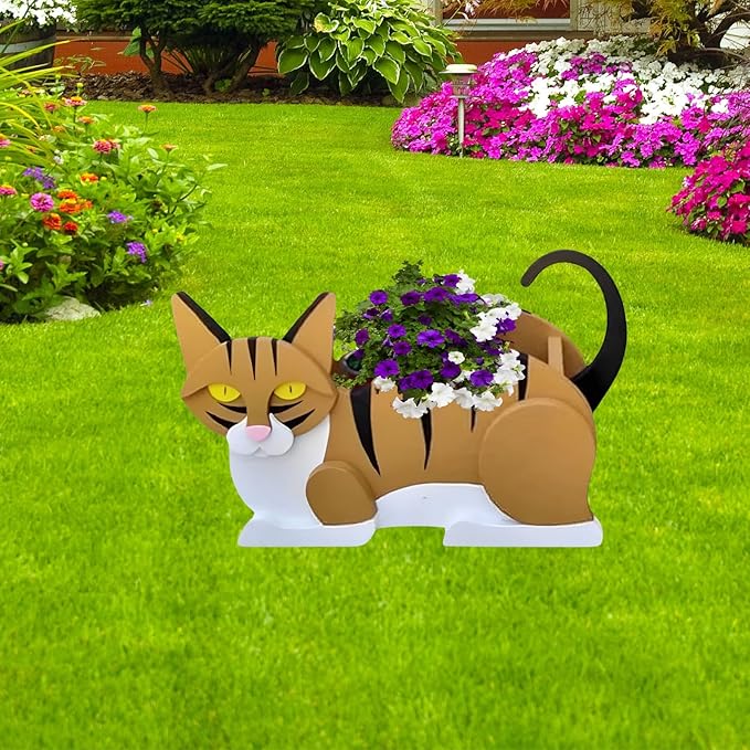 Orange and White Cat Planter Plant Pots,Cute Garden Dog Flower Planter,Dog Planters Birthday Gifts for Women,Office,Indoor/Outdoor Decor(12.5 * 5.6 * 7.8in)