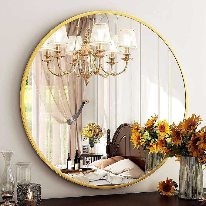 HARRITPURE Round Mirror 30 Gold Wall Mounted Circle Mirrors Vanity Mirror - Image 2